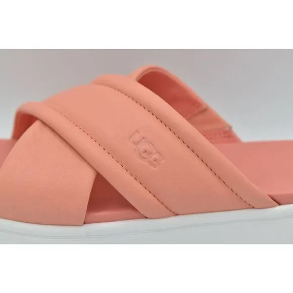 Ugg Women Size 11 Zayne Crossband Starfish Pink Leather Platform Sandals Slides