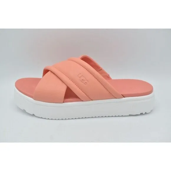 Ugg Women Size 11 Zayne Crossband Starfish Pink Leather Platform Sandals Slides