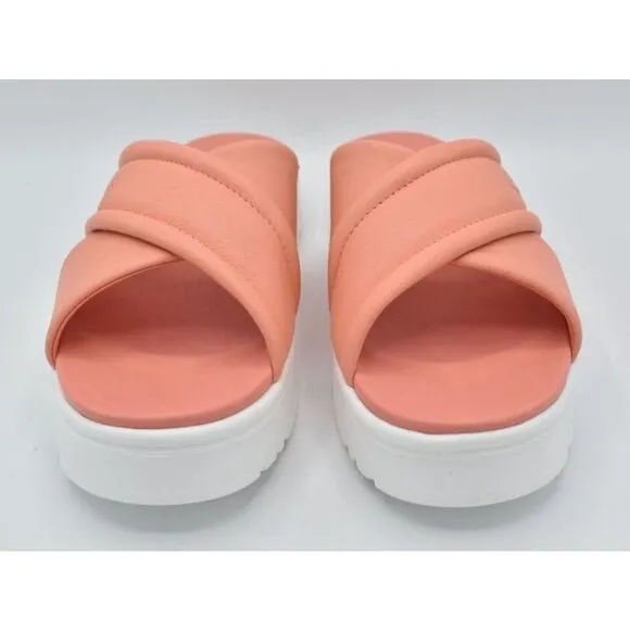 Ugg Women Size 11 Zayne Crossband Starfish Pink Leather Platform Sandals Slides