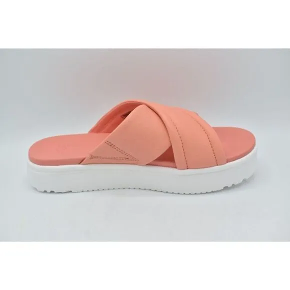 Ugg Women Size 11 Zayne Crossband Starfish Pink Leather Platform Sandals Slides
