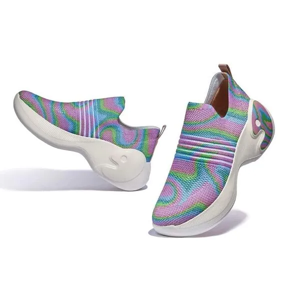 UIN Women's Walking Shoes Casual Chunky Sneaker (Colorful Chameleon Zaragoza II)