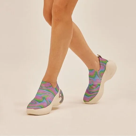 UIN Women's Walking Shoes Casual Chunky Sneaker (Colorful Chameleon Zaragoza II)
