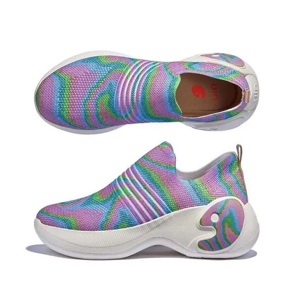 UIN Women's Walking Shoes Casual Chunky Sneaker (Colorful Chameleon Zaragoza II)
