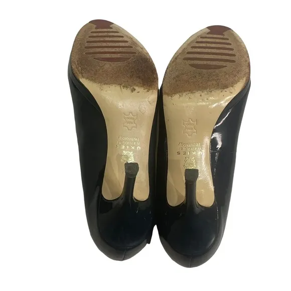 Ukies Blue Patent Leather Comfort Stiletto Heels Shoes Women's Size 6.5 a38