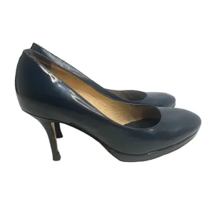 Ukies Blue Patent Leather Comfort Stiletto Heels Shoes Women's Size 6.5 a38