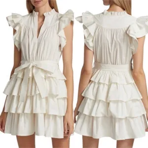 ULLA JOHNSON Lulua belted ruffled mini dress Sz 8