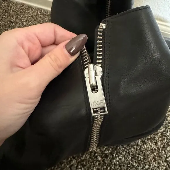 UNIF Bonnie Brat Leather Platform Ankle Boots Sz 7 in Black
