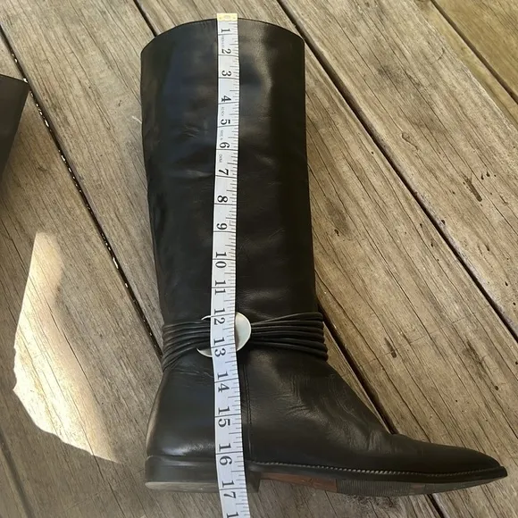Unisa Flex Black Leather Riding Boots Sz 8 – Silver Detail, Vintage Y2K Style