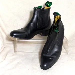 Unisex Vintage La Barca Black Leather Low-heel Boots, Mexican Sz 28 US M 9, W11