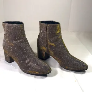 Unusable Uncaytea Gold Silver Glitter Festive Party Blocked Heel Ankle Booties