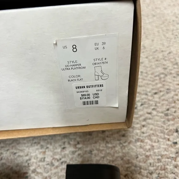 Urban Outfitters Black Platform Ankle Boots size 8