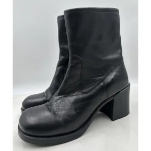 Urban Outfitters Boots Womens Sz 9 Black Beau Square Toe UO Side Zip Platform