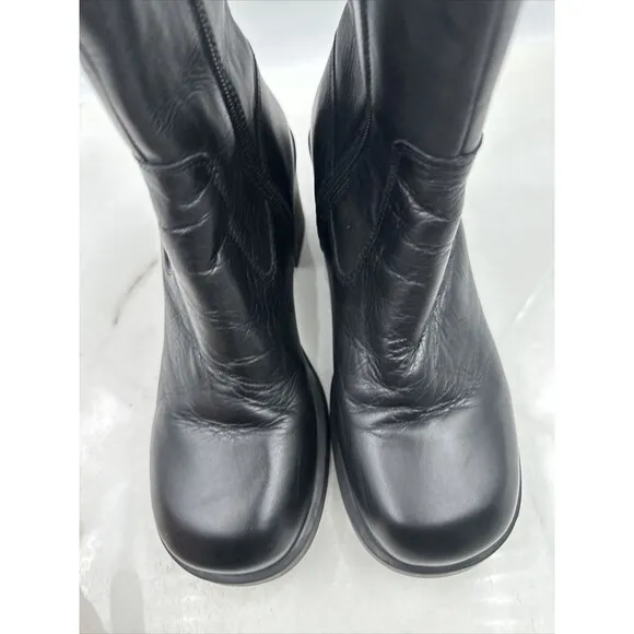 Urban Outfitters Boots Womens Sz 9 Black Beau Square Toe UO Side Zip Platform