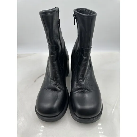 Urban Outfitters Boots Womens Sz 9 Black Beau Square Toe UO Side Zip Platform