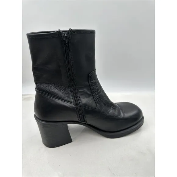 Urban Outfitters Boots Womens Sz 9 Black Beau Square Toe UO Side Zip Platform