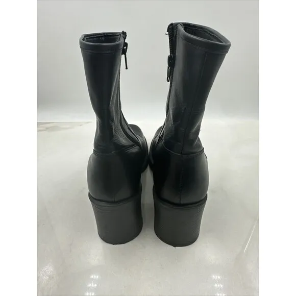 Urban Outfitters Boots Womens Sz 9 Black Beau Square Toe UO Side Zip Platform