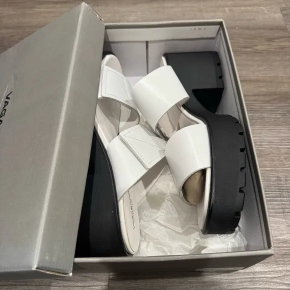 Vagabond Dioon Platform White Leather Heeled Sandals