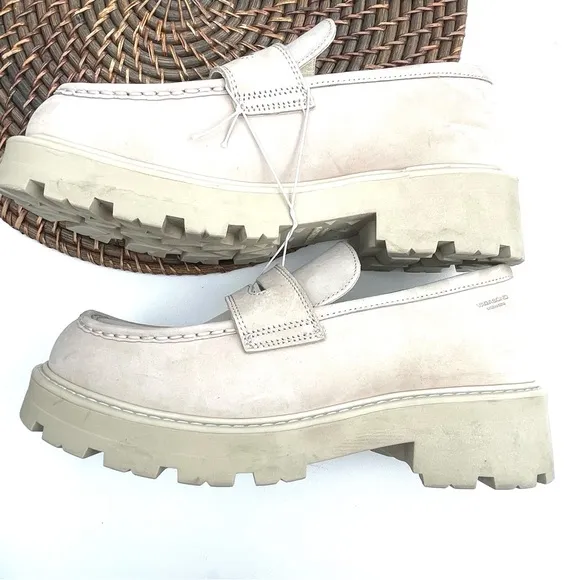 Vagabond Womens Shoes Loafers Sand Cosmo 2.0 Leather Lug Sole Size 10
