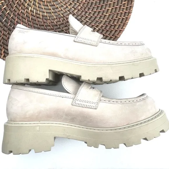 Vagabond Womens Shoes Loafers Sand Cosmo 2.0 Leather Lug Sole Size 10