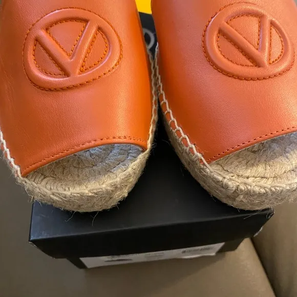 VALENTINO BY MARIO VALENTINO Clavesli Leather Sling-Back Espadrille Sandals 40