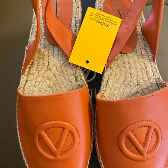 VALENTINO BY MARIO VALENTINO Clavesli Leather Sling-Back Espadrille Sandals 40