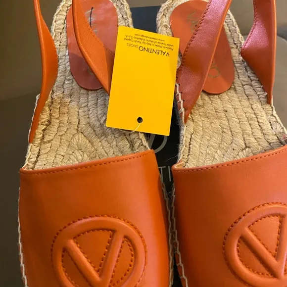VALENTINO BY MARIO VALENTINO Clavesli Leather Sling-Back Espadrille Sandals 40