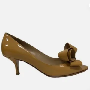 Valentino Garavani nude Couture bow Peep-Toe pumps