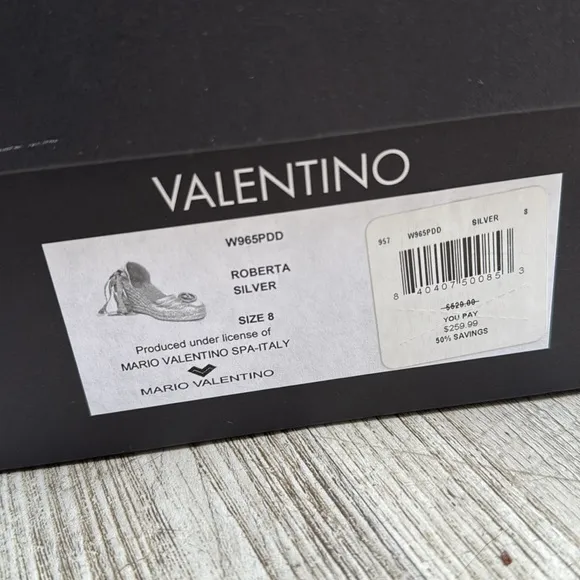 VALENTINO Silver Espadrille Wedge Sandals. NWT
