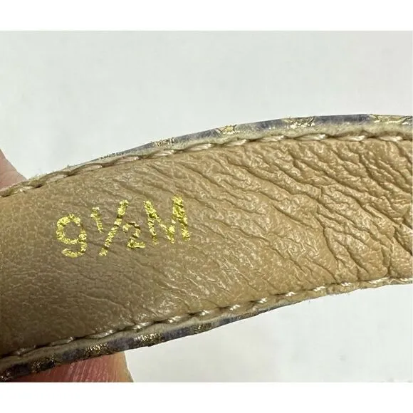VANELi Gold Metallic Snakeskin Wedge Sandals Size 9 1/2