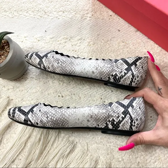 VANELI Sancia shoes black/white leather snake print flats NEW!