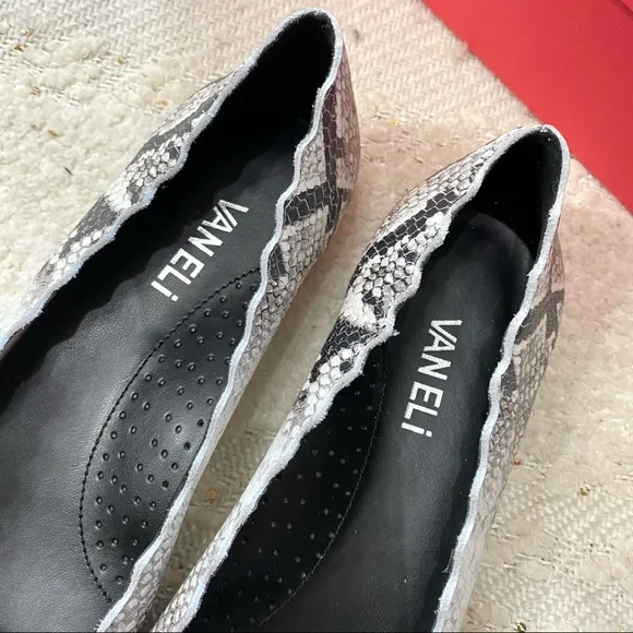 VANELI Sancia shoes black/white leather snake print flats NEW!