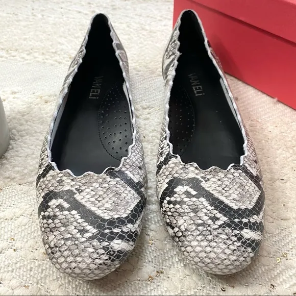 VANELI Sancia shoes black/white leather snake print flats NEW!