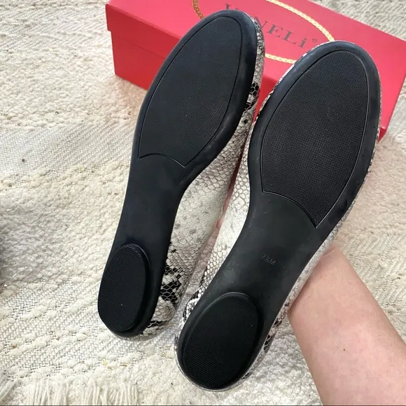 VANELI Sancia shoes black/white leather snake print flats NEW!