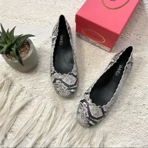 VANELI Sancia shoes black/white leather snake print flats NEW!