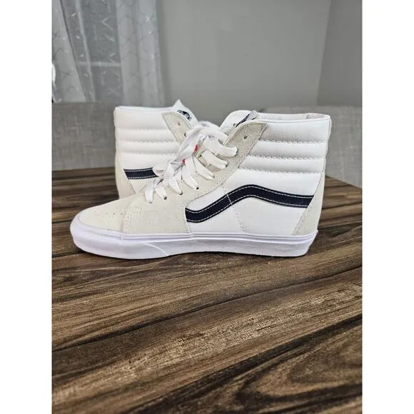 Vans SK8-Hi Cream‎ Blue Casual Suede Skate Shoes Sneakers Mens 6 Women's 7.5