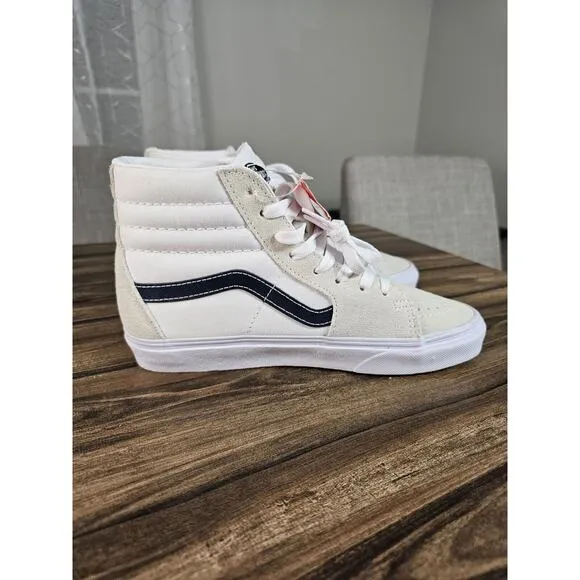 Vans SK8-Hi Cream‎ Blue Casual Suede Skate Shoes Sneakers Mens 6 Women's 7.5