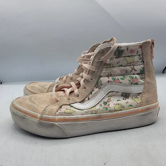 Vans Sk8 Hi Zip Girls 1 Sneaker Shoes Frog Frolic Tropical Peach Casual