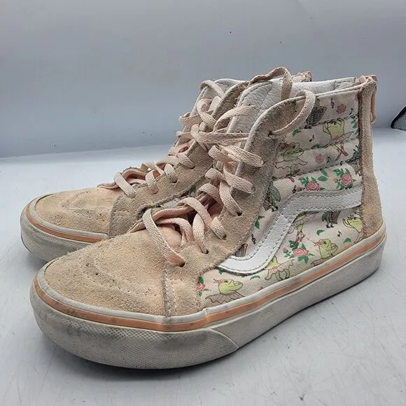 Vans Sk8 Hi Zip Girls 1 Sneaker Shoes Frog Frolic Tropical Peach Casual