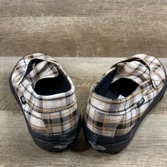 VANS Style 53 Plaid Khaki Slip On Chunky Shoes Loafers Women's Size 9.5 NEW
