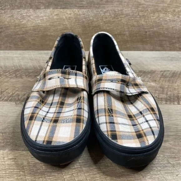 VANS Style 53 Plaid Khaki Slip On Chunky Shoes Loafers Women's Size 9.5 NEW