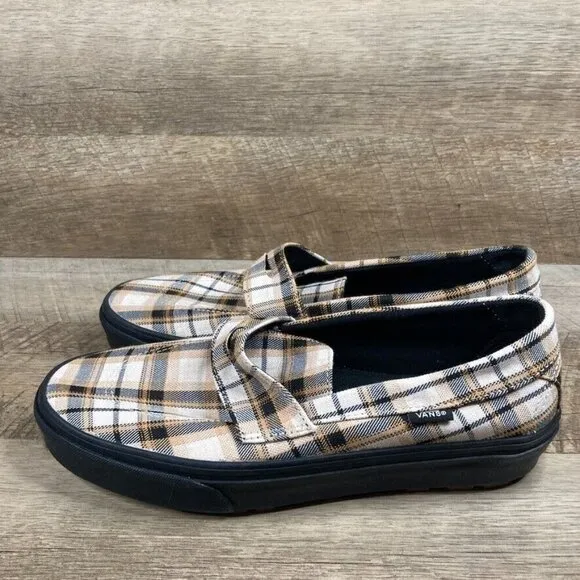 VANS Style 53 Plaid Khaki Slip On Chunky Shoes Loafers Women's Size 9.5 NEW