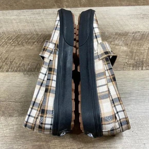 VANS Style 53 Plaid Khaki Slip On Chunky Shoes Loafers Women's Size 9.5 NEW
