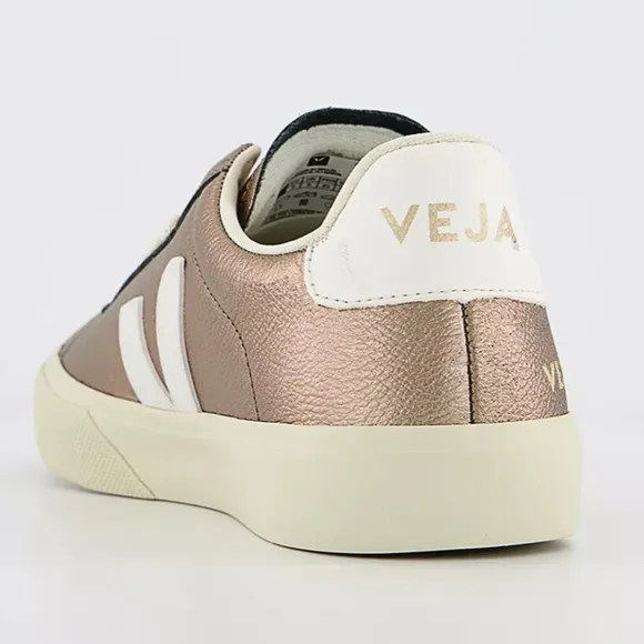 VEJA CAMPO TRAINERS Bronze Metallic White size EU 38, US 7