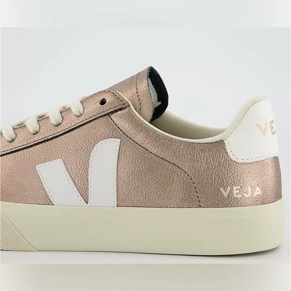 VEJA CAMPO TRAINERS Bronze Metallic White size EU 38, US 7