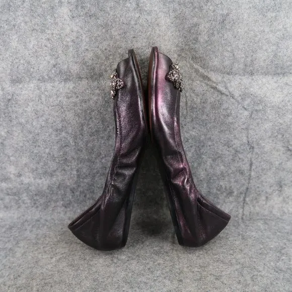 Vera Wang Shoes Womens 7.5 Ballet Flats Peep Toe Formal Wedding Purple Metallic