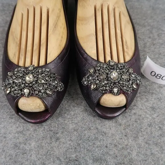 Vera Wang Shoes Womens 7.5 Ballet Flats Peep Toe Formal Wedding Purple Metallic