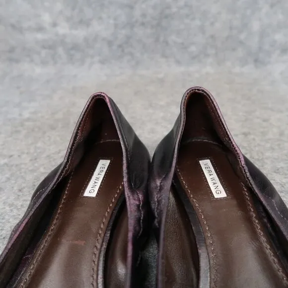 Vera Wang Shoes Womens 7.5 Ballet Flats Peep Toe Formal Wedding Purple Metallic