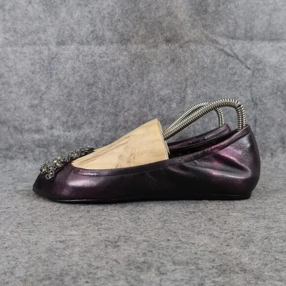 Vera Wang Shoes Womens 7.5 Ballet Flats Peep Toe Formal Wedding Purple Metallic