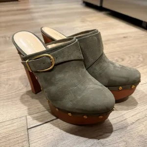 Veronica Beard Alek Clog Olive Green Women's Shoes