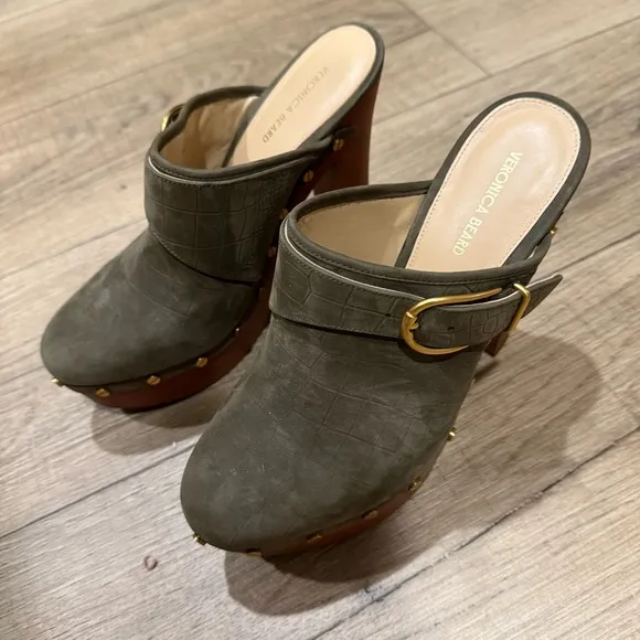 Veronica Beard Alek Clog Olive Green Women's Shoes